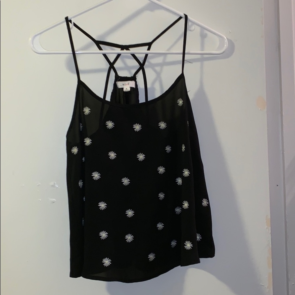 Navy tank with Daisy’s. Size Small.